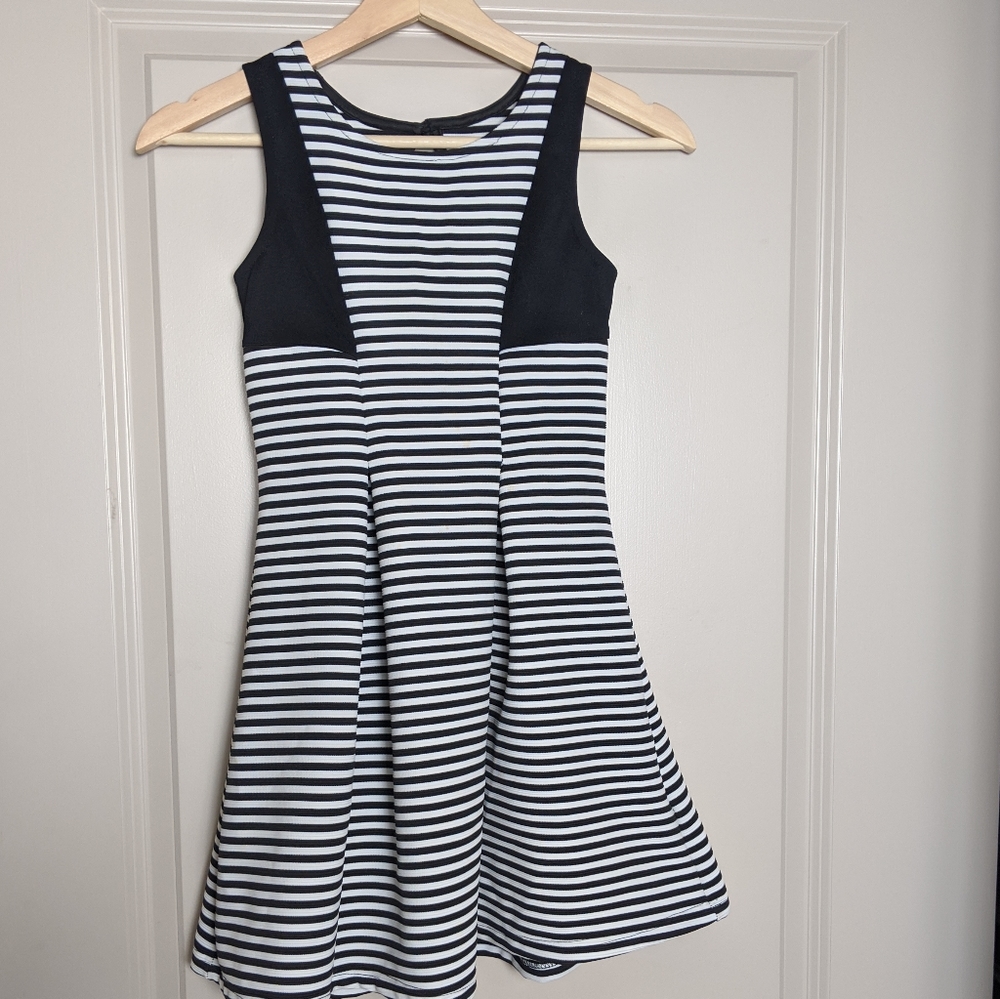 Black and white striped dress